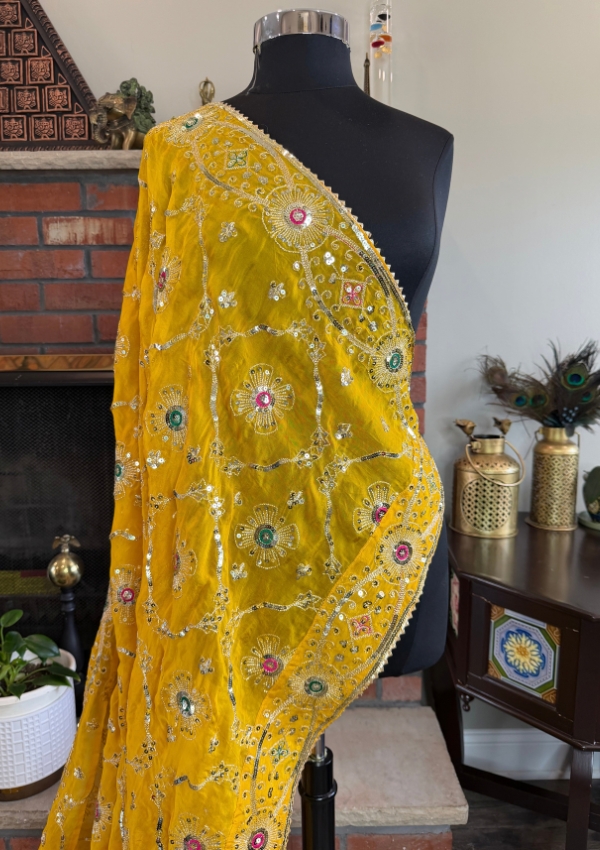 Yellow Vintage Chiffon Dupatta